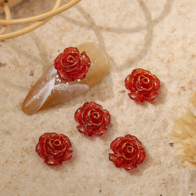 爆款美甲山茶花幻彩金色立体中国风炫彩珍珠漆摩卡小雏菊树脂饰品详情5