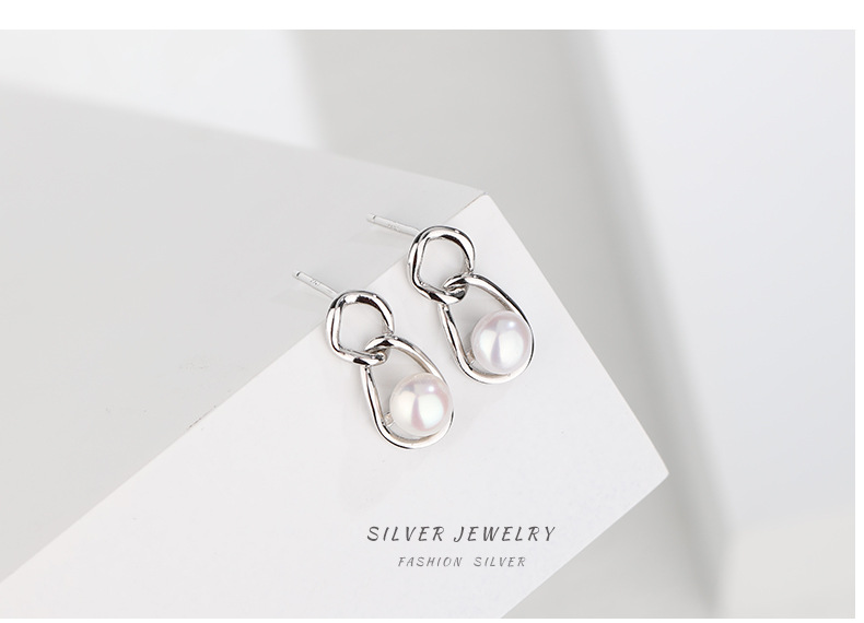 淡水珍珠耳钉女纯银999足银韩国高级感耳环气质银耳坠耳饰品批发详情2