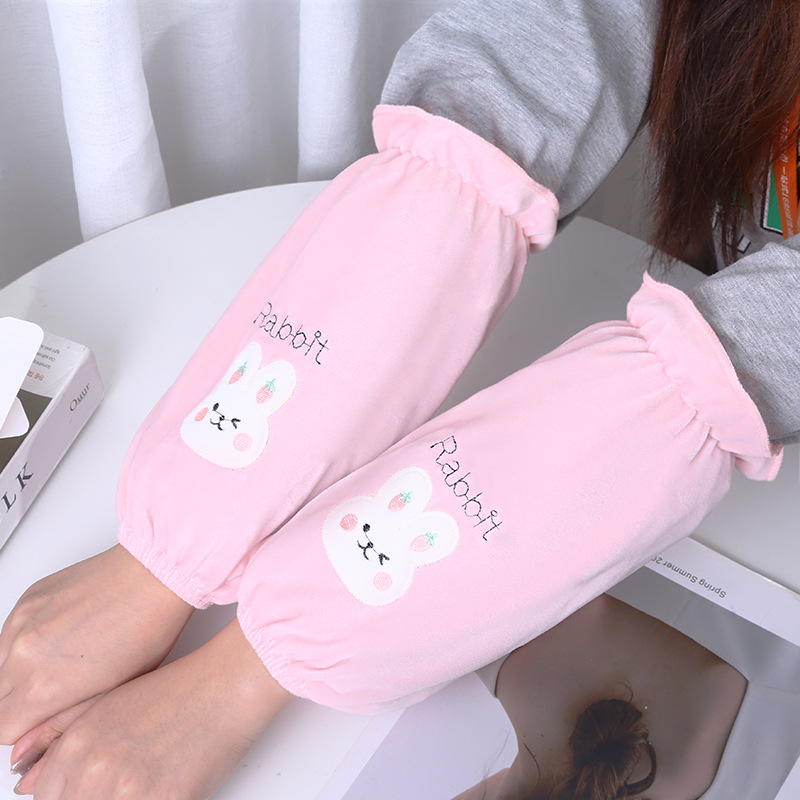 2023新款长款毛绒袖套女秋冬可爱成人套袖防脏护袖办公室袖头工作详情5