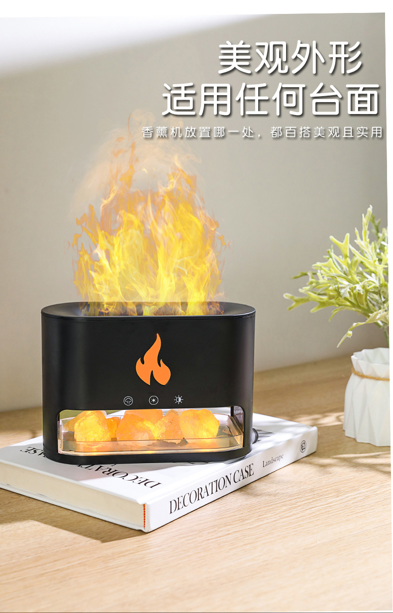 New USB Flame aroma diffuser for home and office use, humidifying aroma diffuser, essential oil simulation, flame rock aroma diffuser pic 7