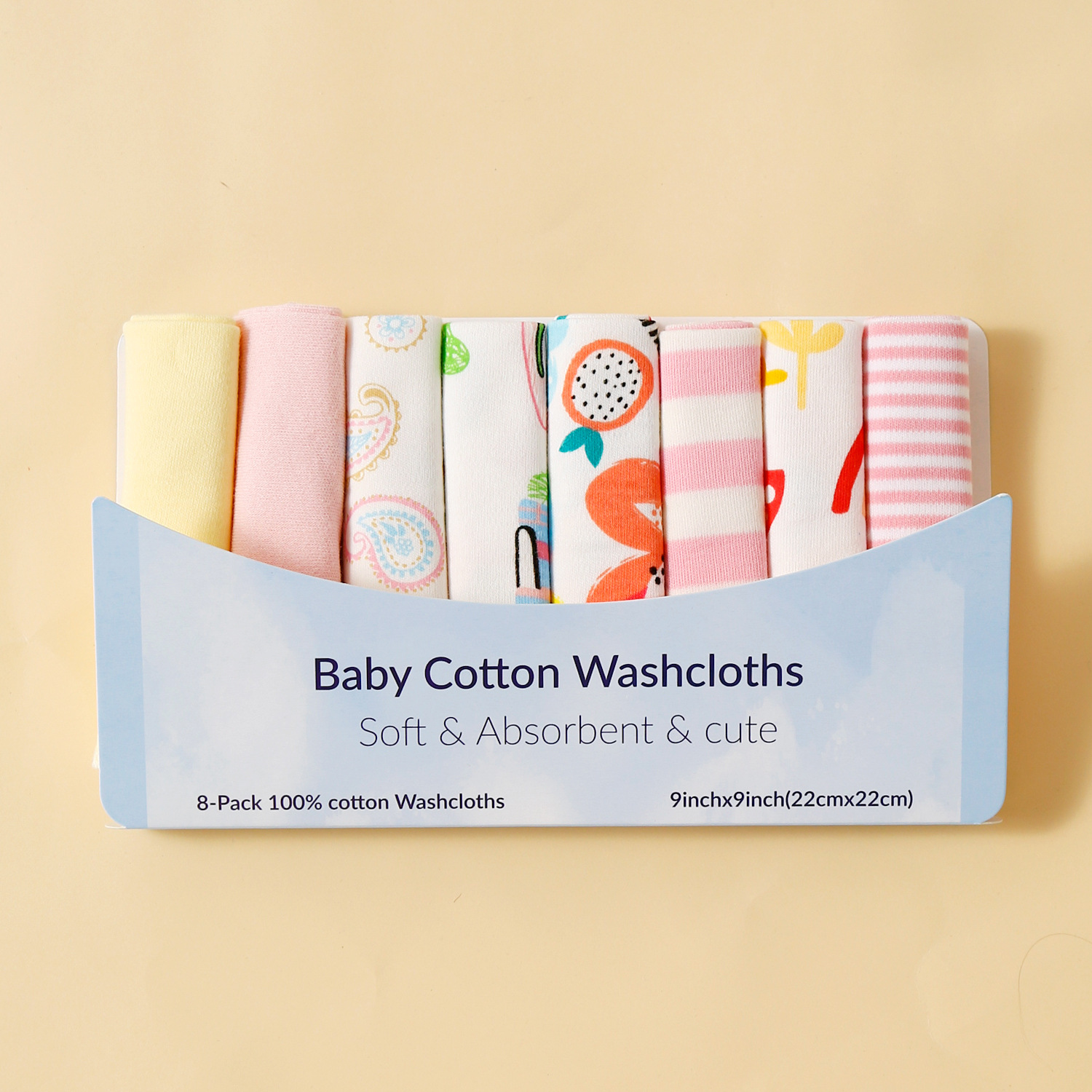 momscare baby square towels/feeding towels and saliva wipes are all packed in 8-piece cotton fabric with fixed patterns pic 18