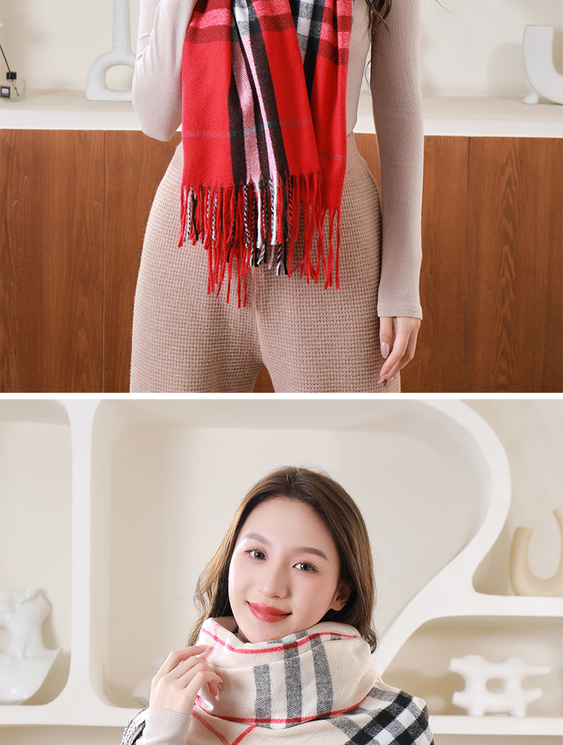 250g冬季经典巴巴格围巾男女百搭加厚保暖围脖仿羊绒流苏披肩外贸详情15
