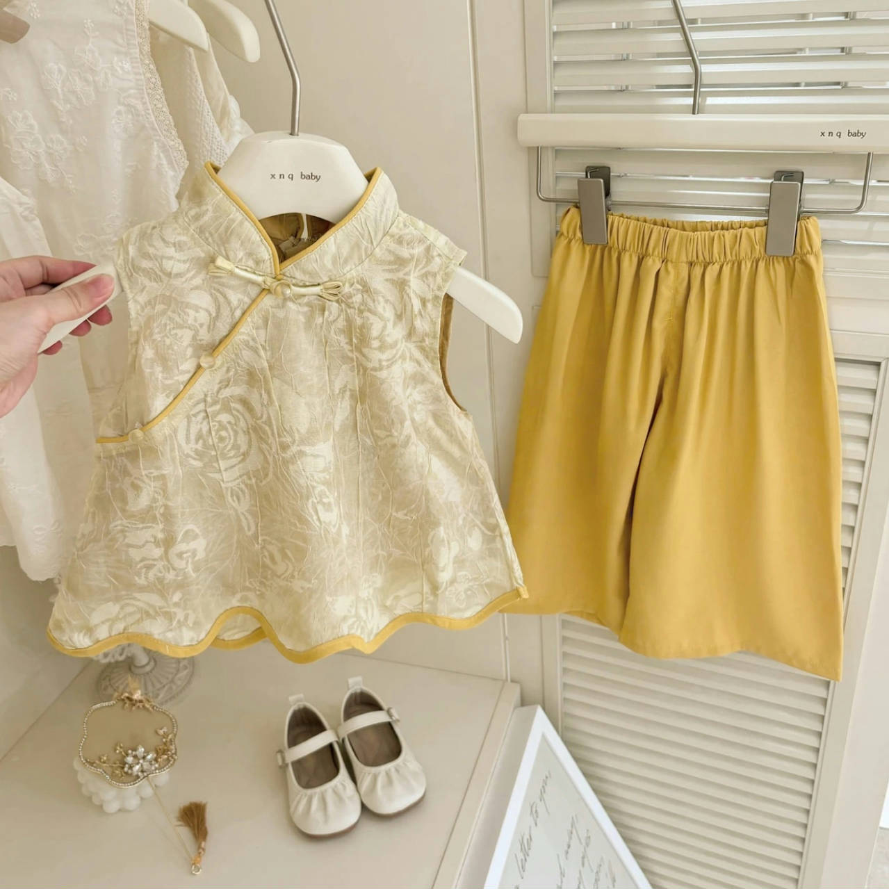 国潮女童夏季中国风套装25新款设计感提花汉服女宝新款国风盘扣两件套详情3