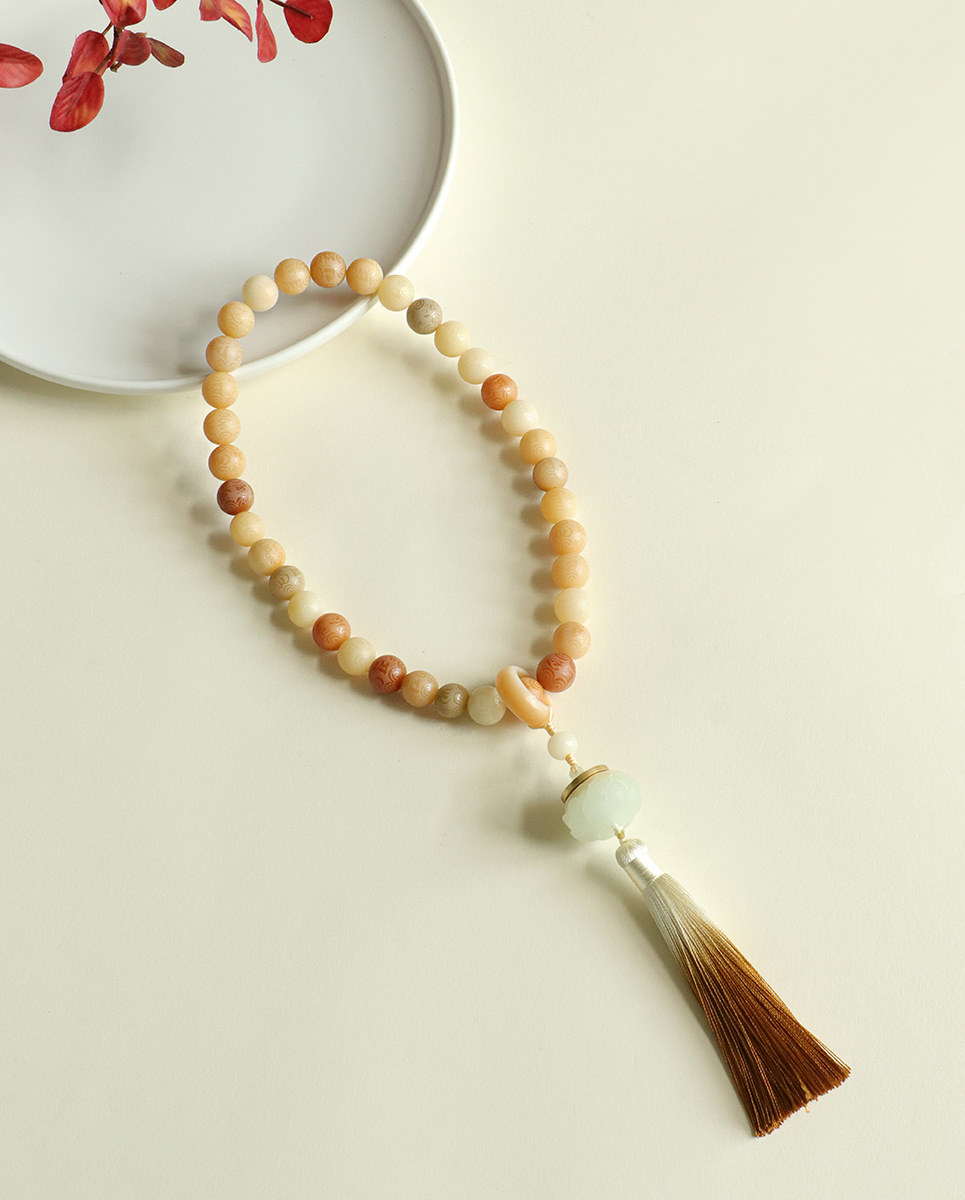 国潮手持菩提莲花串珠双圈手链男女款国风文玩佛珠流苏手串手饰批发详情43