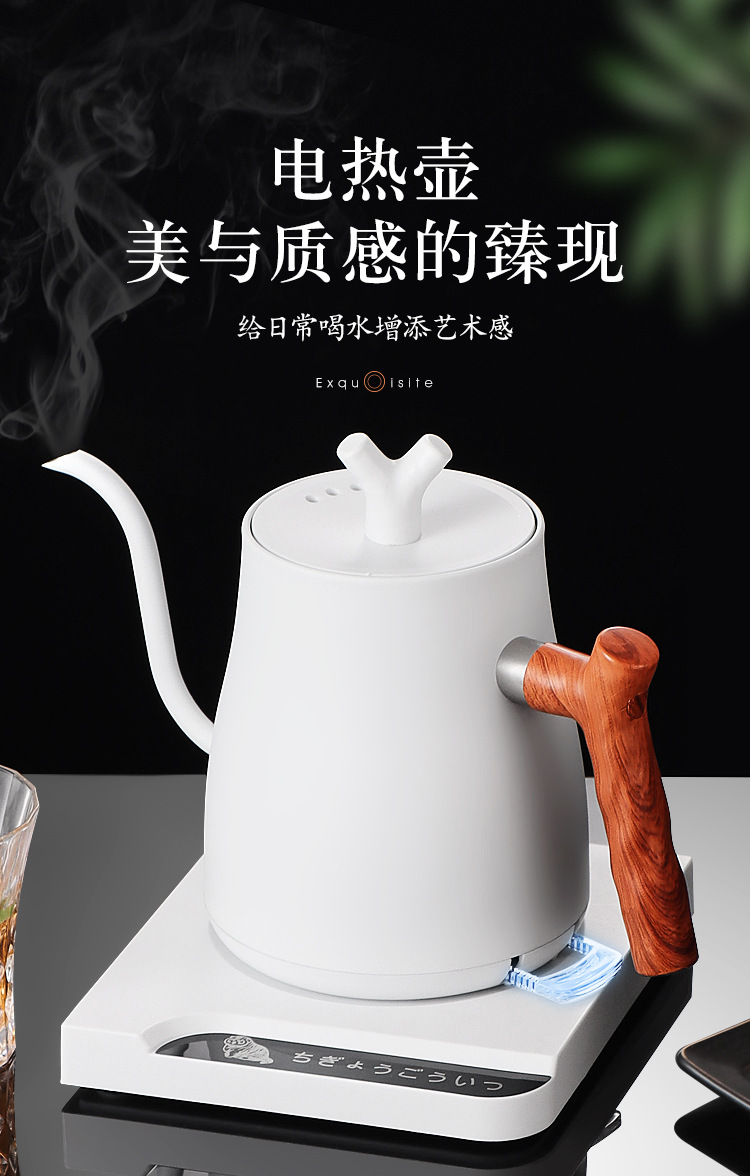 电热水壶 天鹅颈电热水壶酒店批发不锈钢冲茶壶长嘴咖啡壶 烧水壶详情1