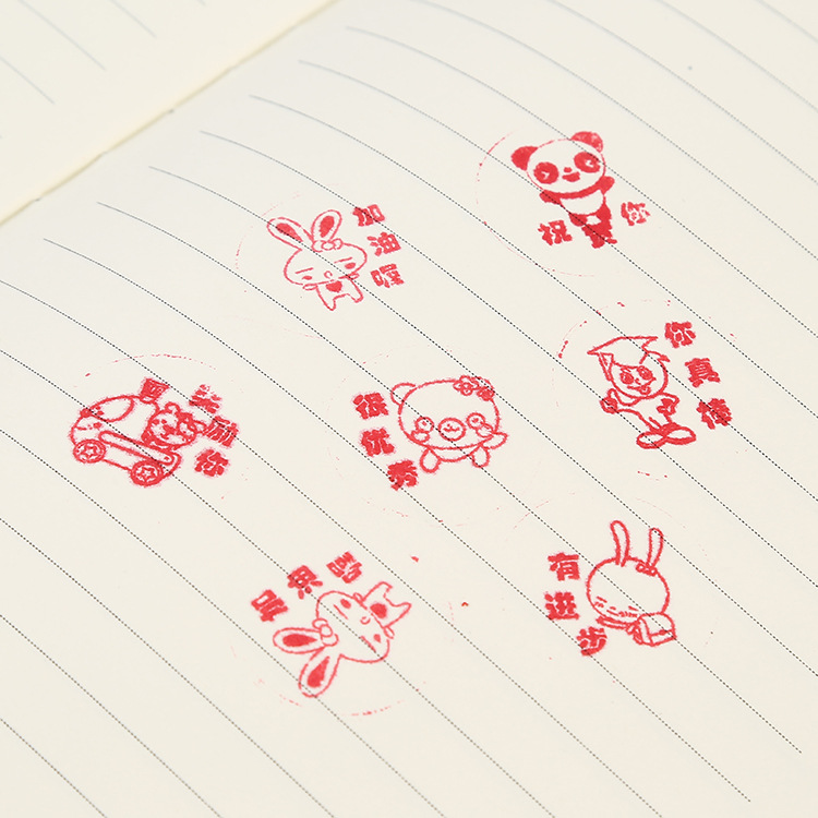 24pcs卡通儿童圆形橡胶塑料盖章 老师评价标语文具礼品详情8