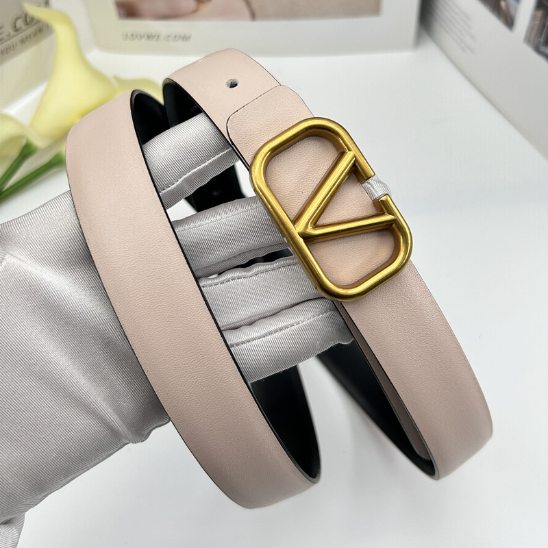 女士真皮细腰带小V字母扣打孔皮带装饰搭配连衣服韩版百搭裤袋详情6