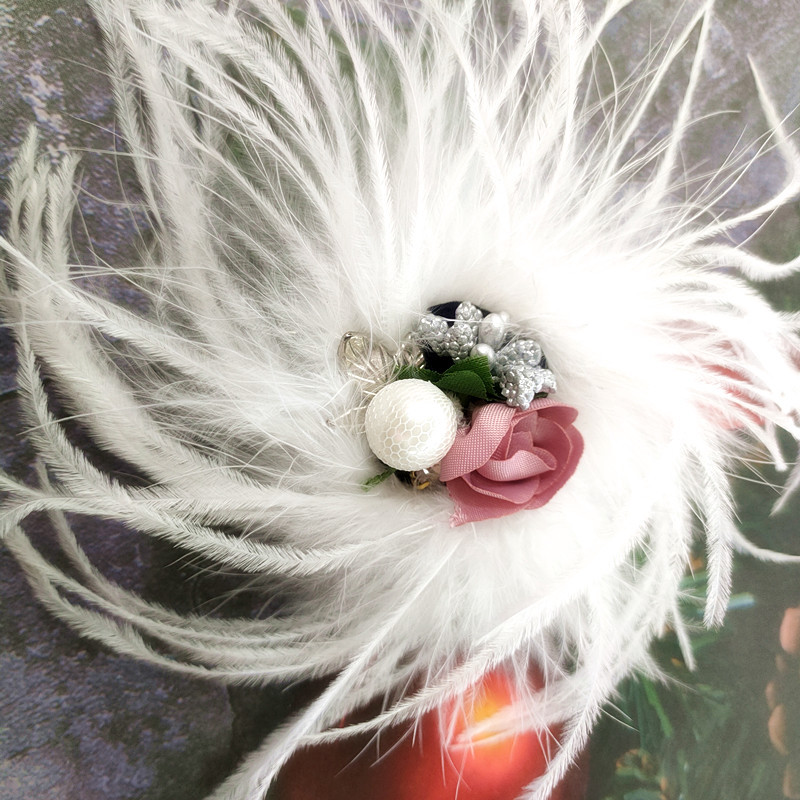 Factory direct sales of new handcrafted ostrich wool, rose diamonds, flower feathers, flower best-selling accessories, clothing accessories pic 7