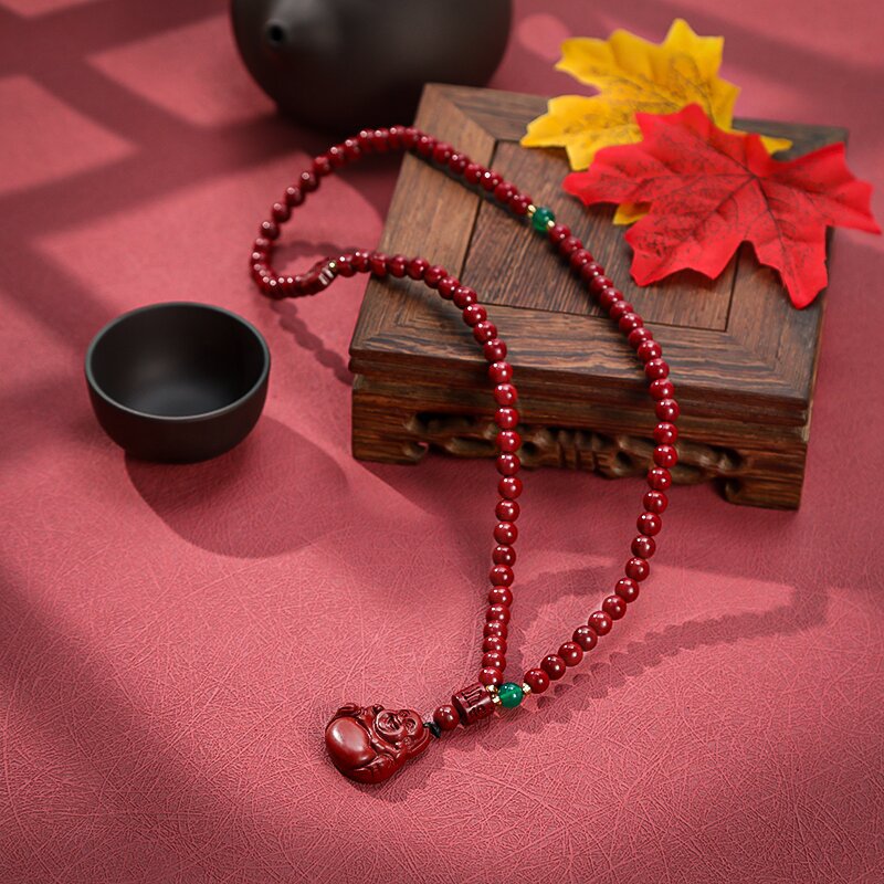 国潮-批发弥勒佛朱砂手链多圈缠绕福牌六字箴言手串手链紫金砂手饰情侣详情4