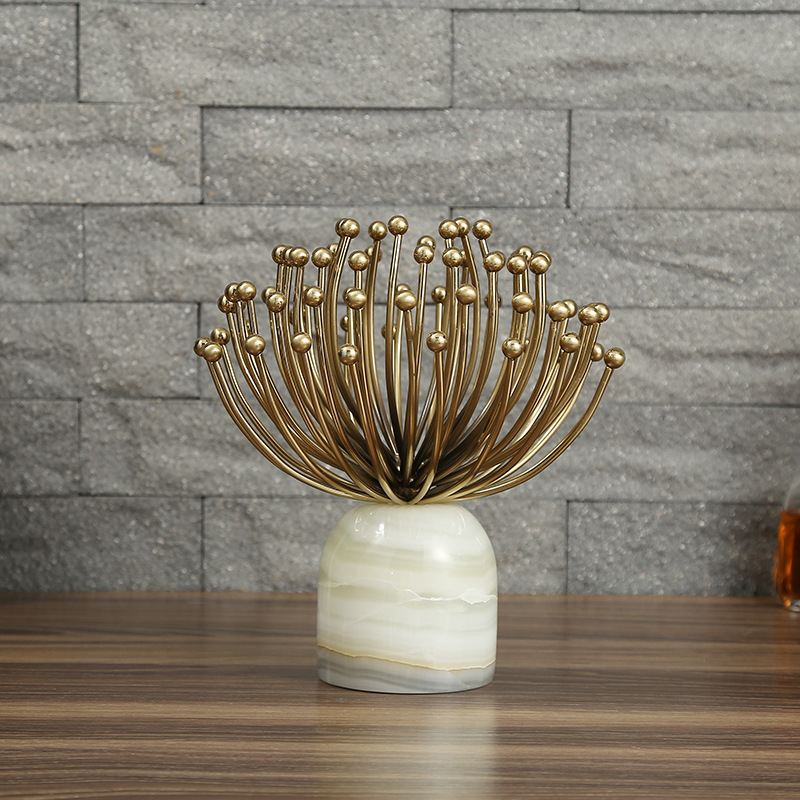 European-style metal ornaments, sunflower ornaments, marble, American-style home decoration accessories, sample room, European-style living room ornaments pic 5