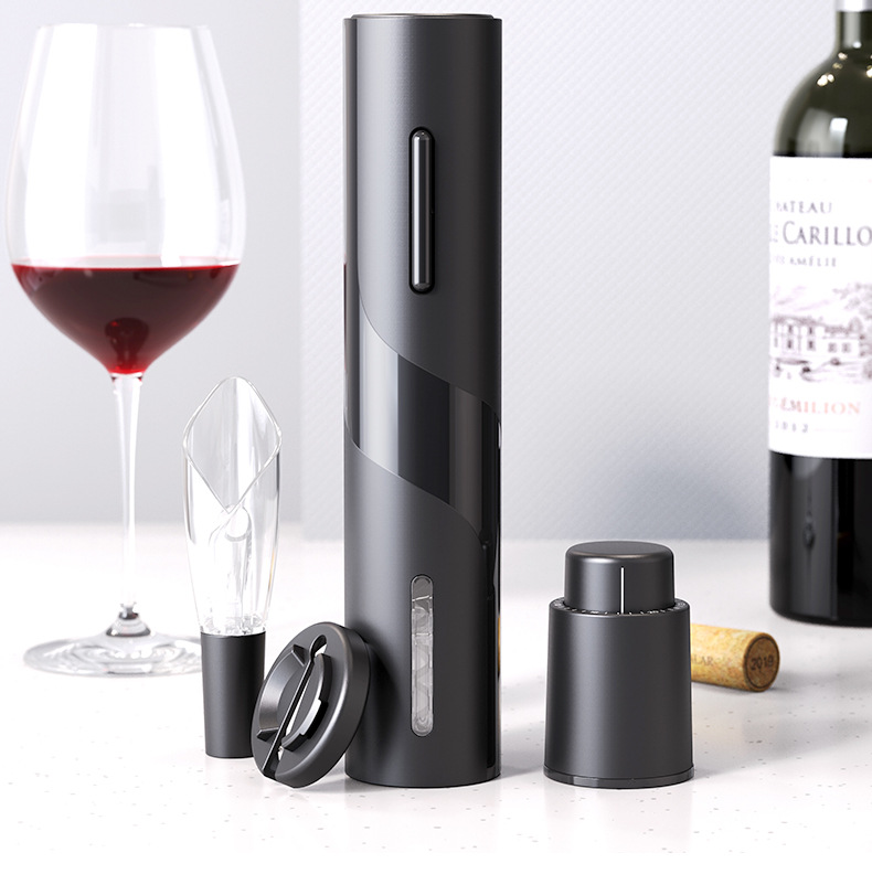 电动开瓶器套装 简约黑色智能自动红酒开瓶器酒具 现货批发详情2