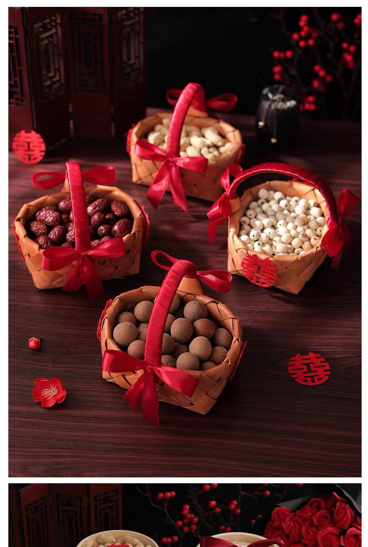 Yuan Yang hand-woven basket, hand-held gift basket, festival wedding candy basket, early birth baby basket, storage basket pic 6