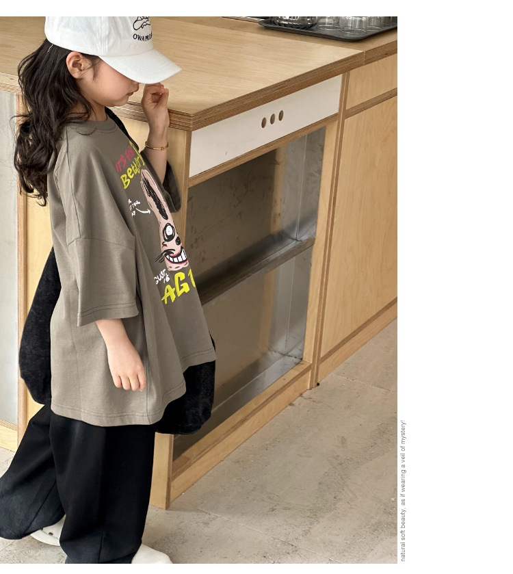 儿童短袖t恤女童夏装2025新款男童半袖体恤宽松休闲卡通洋气上衣详情22