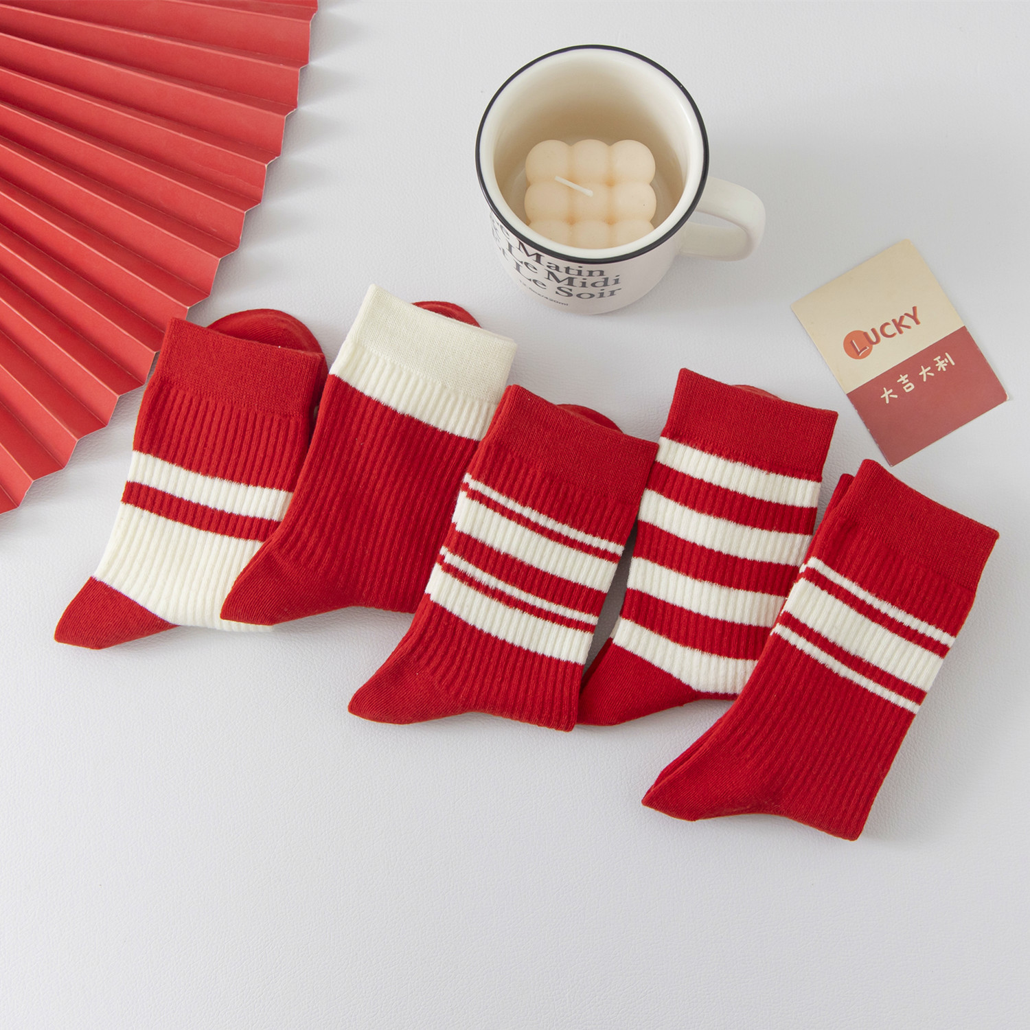龙年新年本命年大红袜子女秋冬款棉袜中筒袜结婚喜庆2024新款红袜详情3