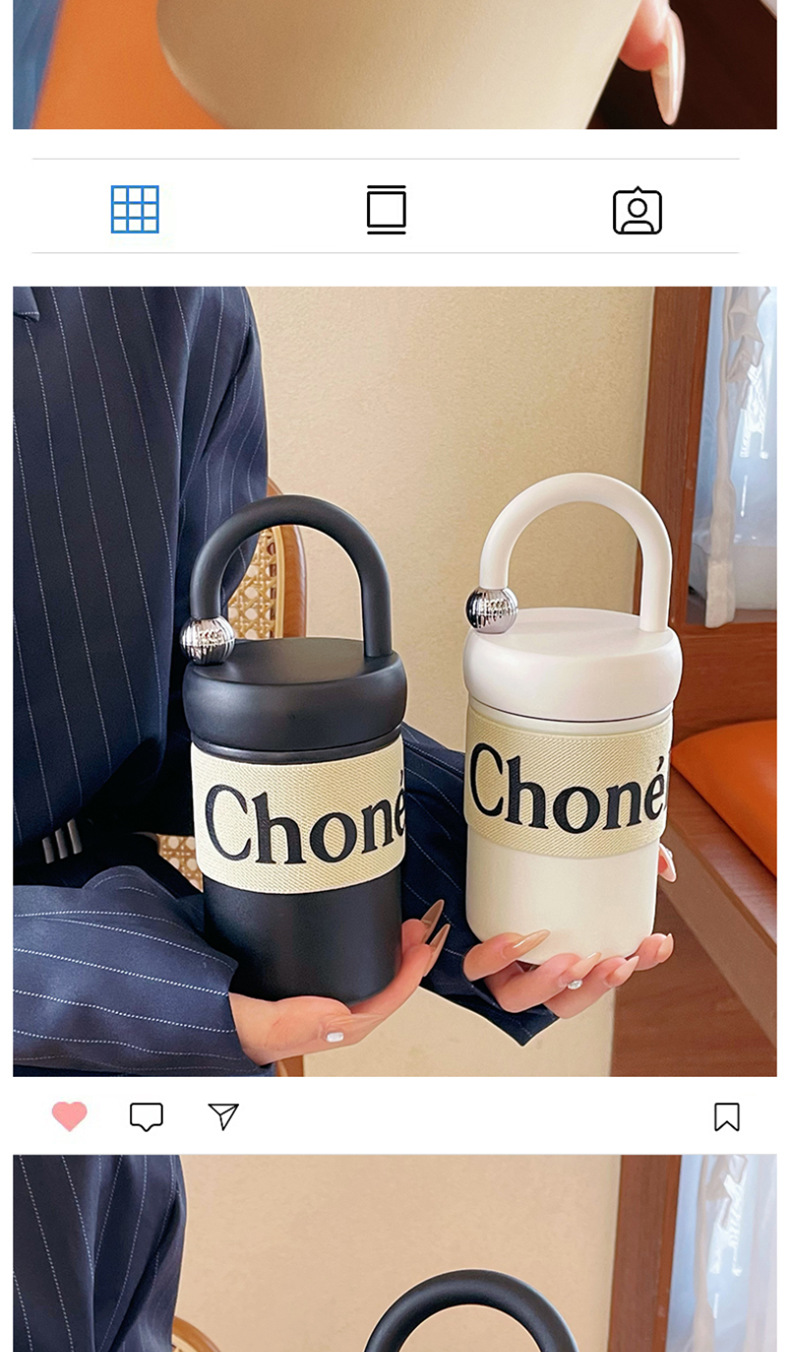 新款小香风保温杯法式高级女生随手杯直饮便携双层不锈钢杯子礼品详情11