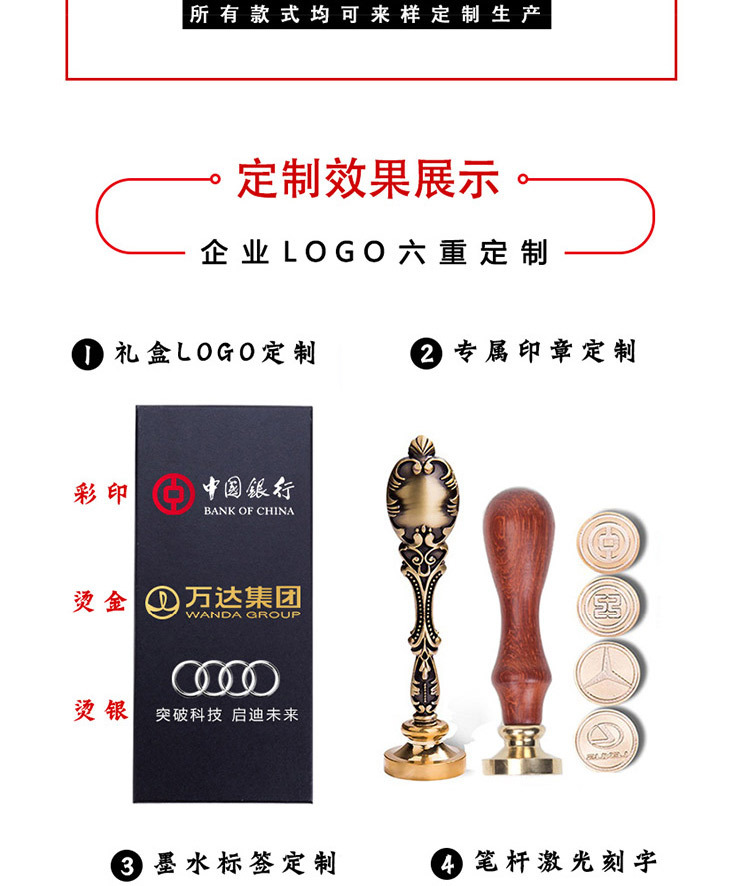 蓝孔雀羽毛油画风格生日创意礼品蘸水钢笔套装英文书法笔复古礼盒详情12