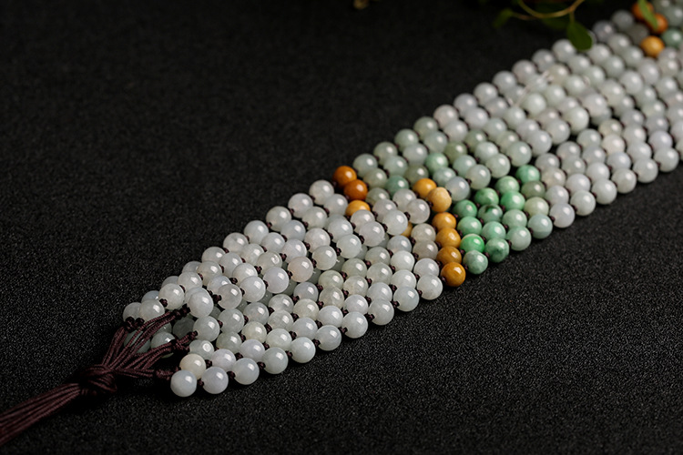 Natural jadeite A-grade round beads 7mm woven necklace rope round bead pendant hanging rope jadeite bead chain pic 5