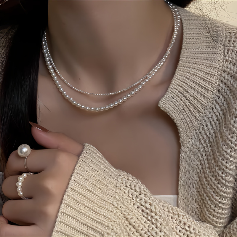 施家仿澳白珍珠项链女轻奢小众高级感春夏气质叠戴锁骨颈链2024详情28