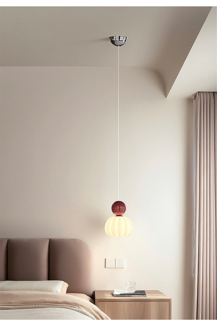 全光谱复古奶油风网红南瓜侘寂风吧台包豪斯护眼卧室床头小吊灯详情27