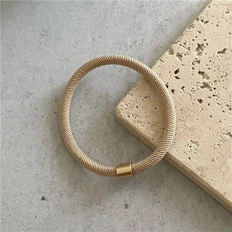 2024 New high-elasticity Maillard simple old money style hair band, high ponytail hair band, durable hair tie and leather cover pic 12