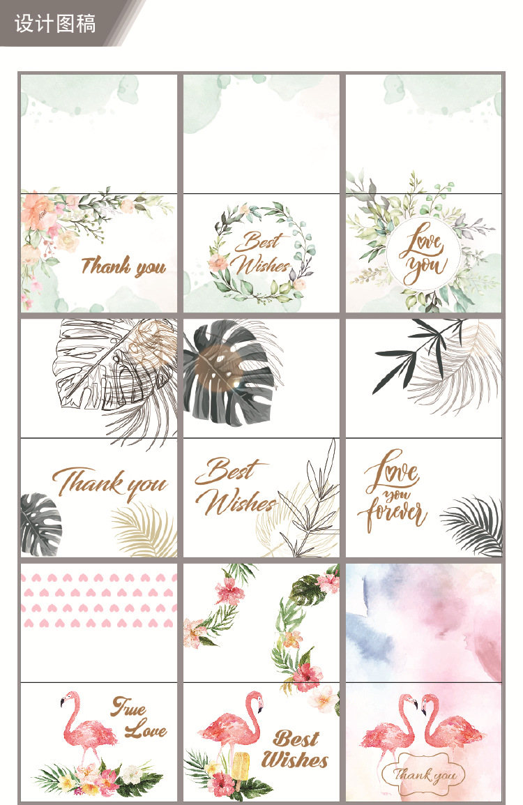 Simple European-style gilded creative thank-you card, baking flower shop birthday folding card, positive review after-sales service card pic 12