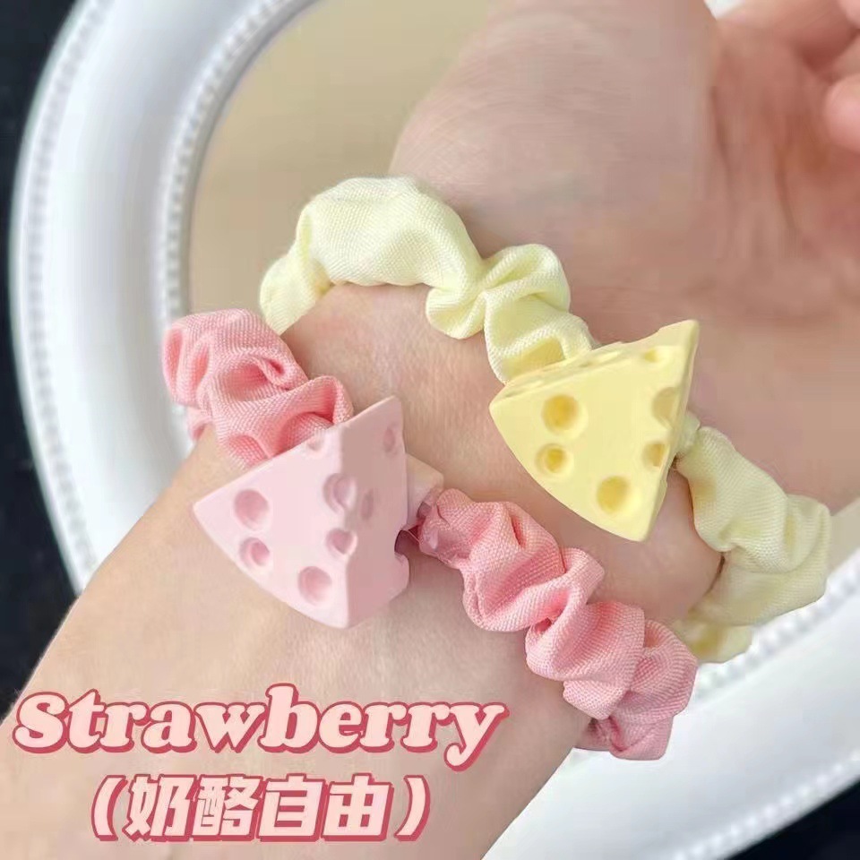 Cute and sweet, with a high level of appearance, cheese and cheese hair bands in a girlish heart, sweet and tender pink small intestine hair bands, headbands and headwear for girls pic 6