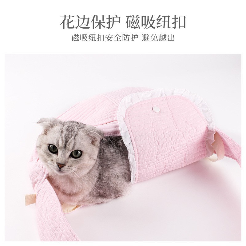 Pet cat bag: Simple and cute, lace cat canvas bag, portable, large, crossbody single-shoulder bag for going out pic 7