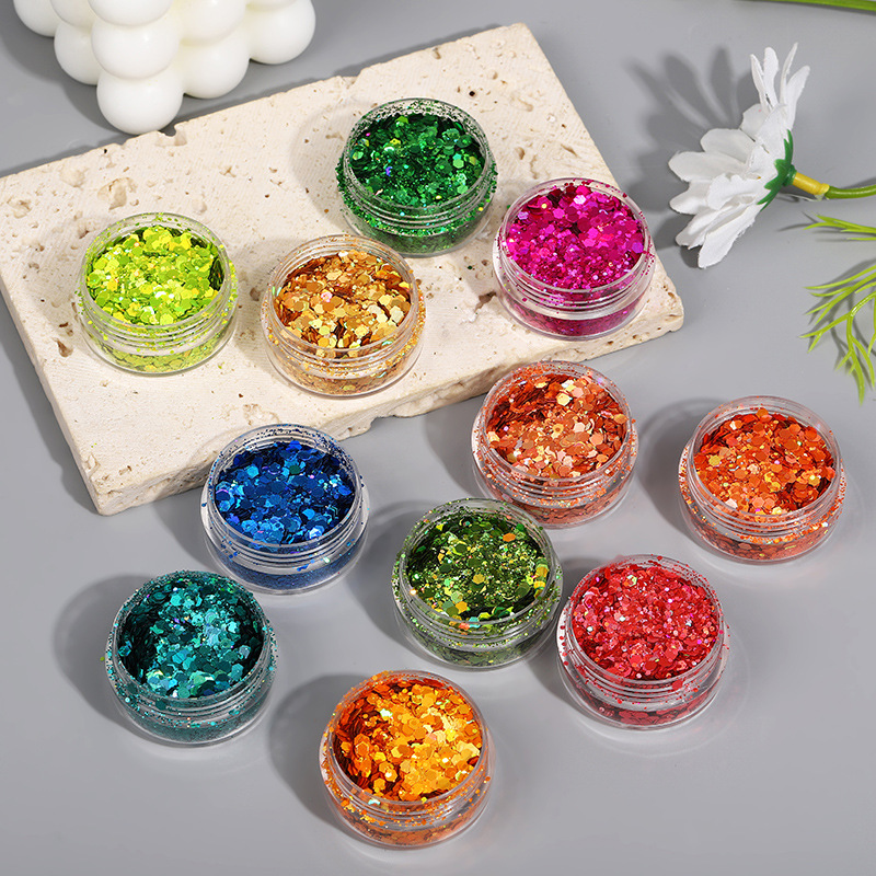 Handmade DIY glitter, laser silver nail polish, sequins, gold onion powder, little star laser PET sequin jewelry manufacturer wholesale pic 3