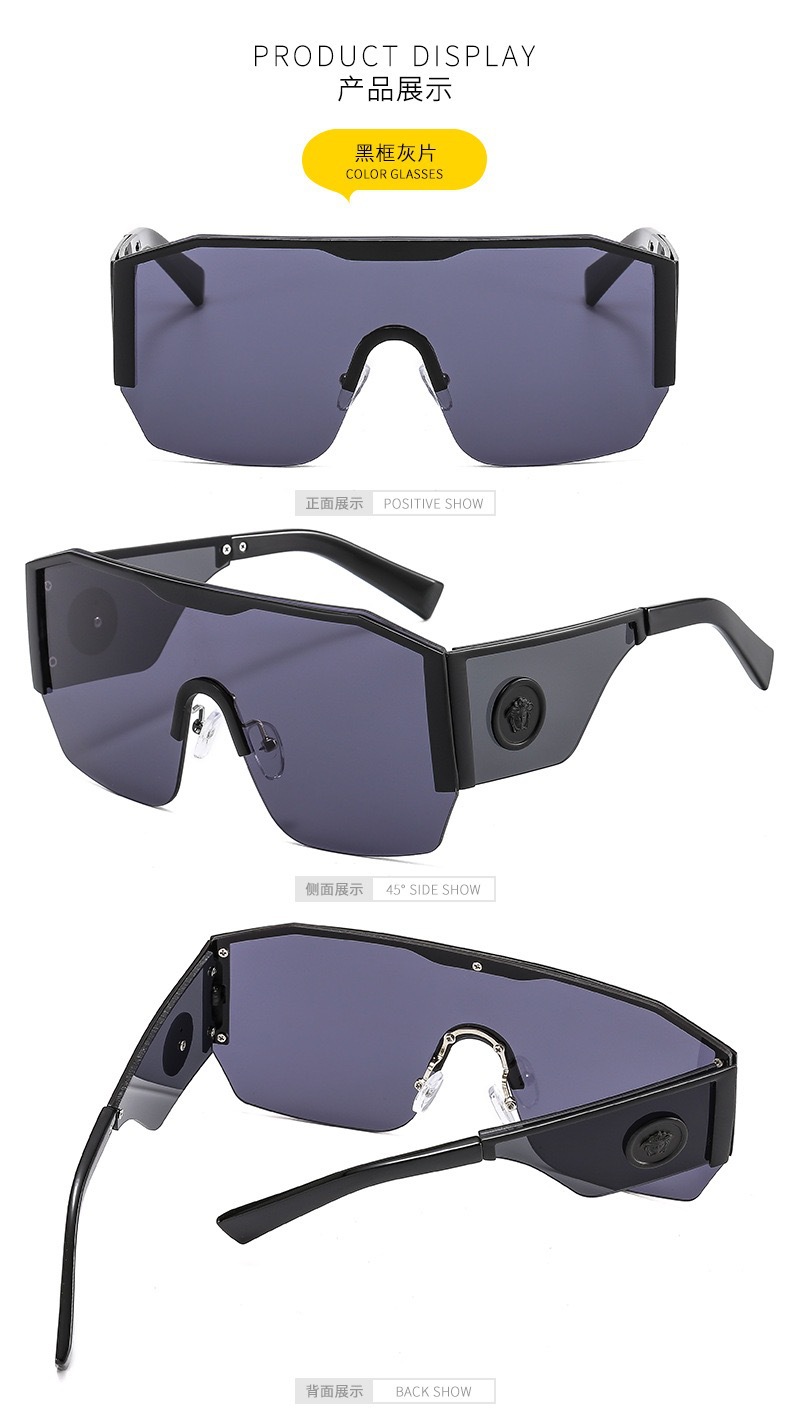 European and American fashionable one-piece glasses for men and women, large-framed sunglasses for street snaps, wide-leg anti-ultraviolet head glasses pic 9