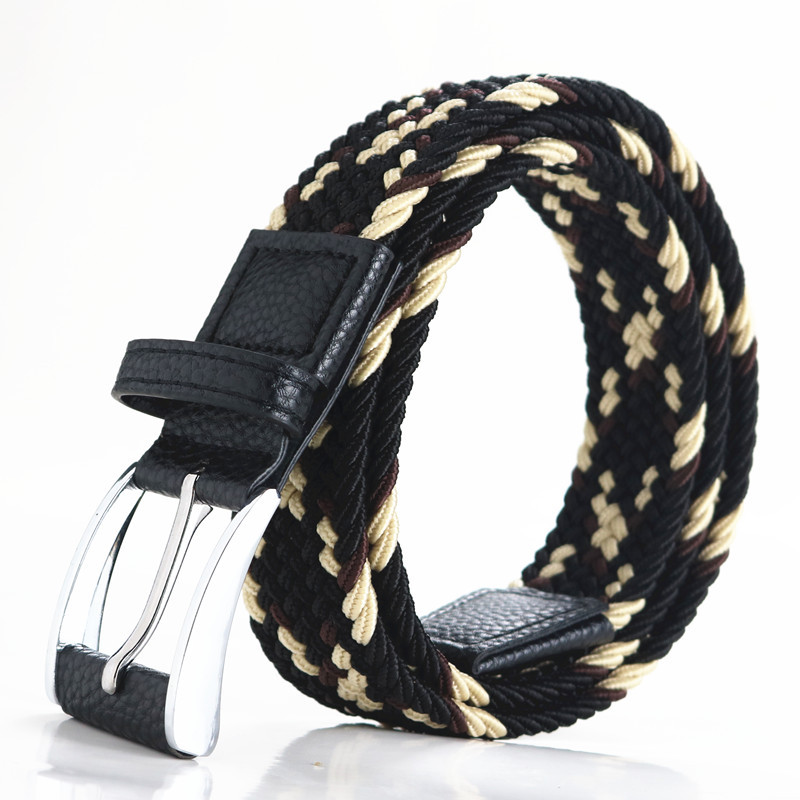 爆款男士编织腰带女士帆布松紧腰带弹力针扣休闲百搭皮带实力批发详情6