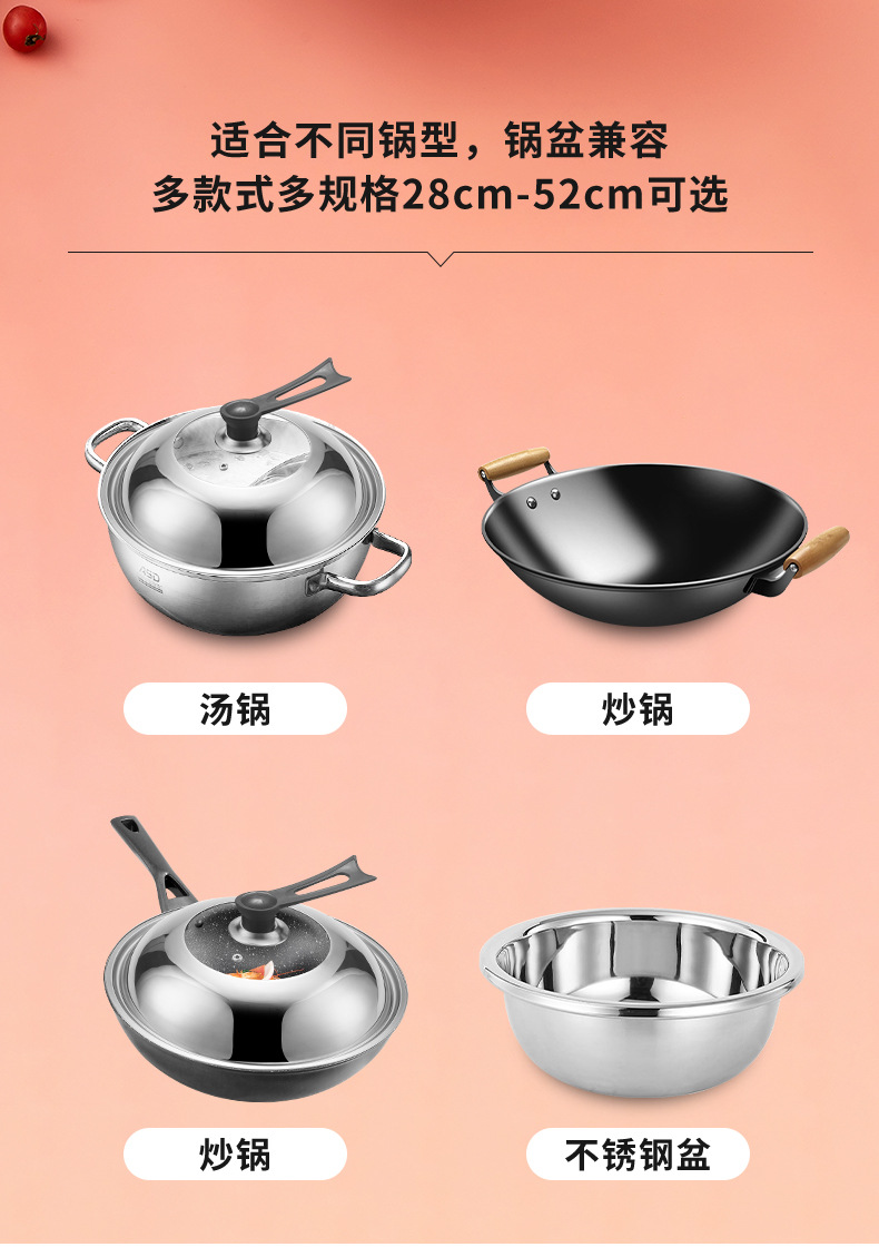Factory wholesale stainless steel pot LIDS, wok visual combination LIDS, large pot LIDS, household flat-bottomed stir-frying pot LIDS, consignment pic 6