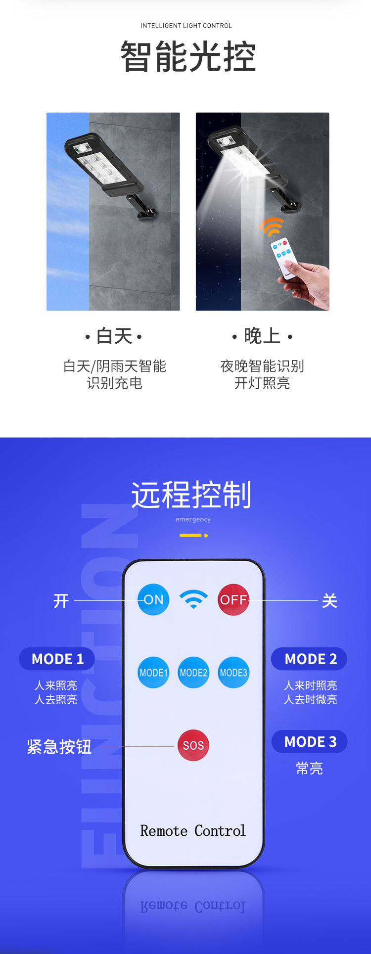 Solar sensor street lamp, integrated courtyard bracket lamp, outdoor fence, new rural lighting lamp, cross-border new style pic 2