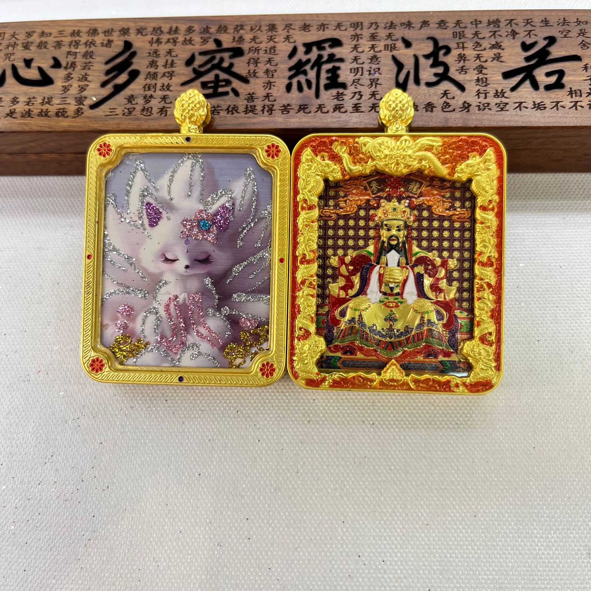 五台山唐卡浮雕双面款立体龙五爷吞金兽双面唐卡前世今生项链吊坠详情29