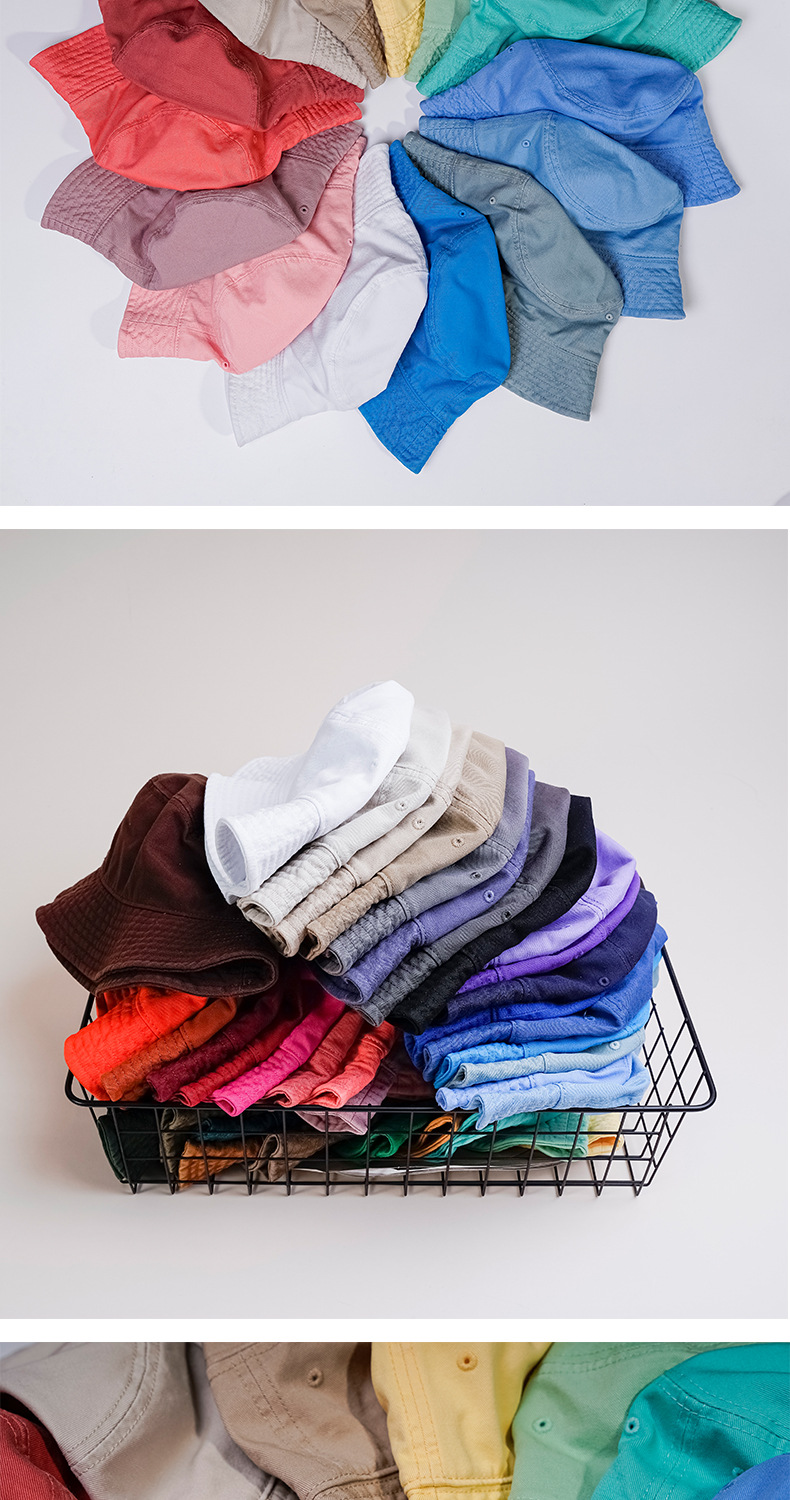 春夏夏季新款高品质水洗纯棉渔夫帽男女中性款韩版水桶帽韩版百搭盆帽大头围可调节遮阳帽现货详情9