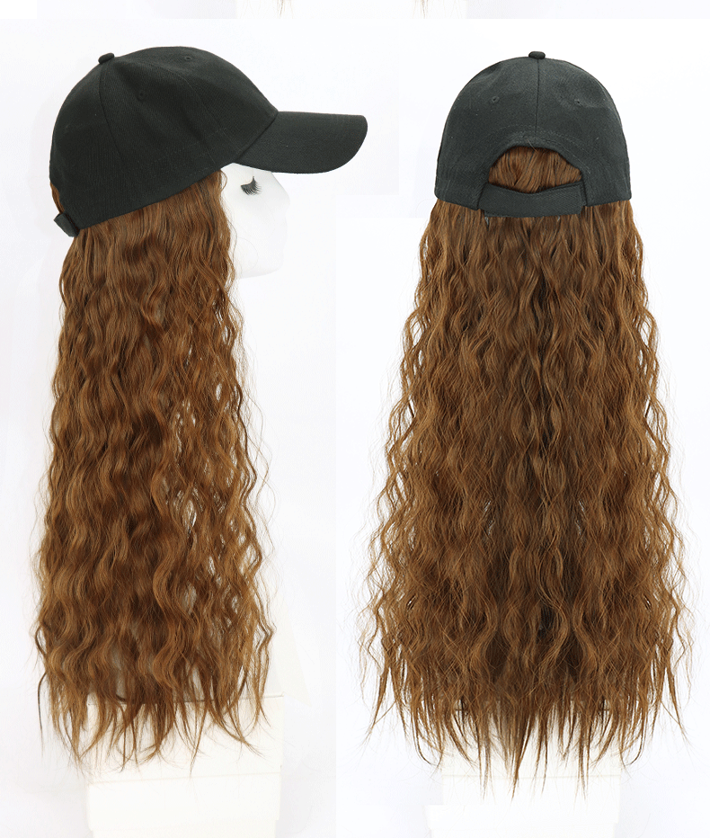 Wholesale of wigs for women, long curly hair, popular wool curls, fashionable baseball caps, new-style hats and wigs in one piece from the manufacturer pic 7
