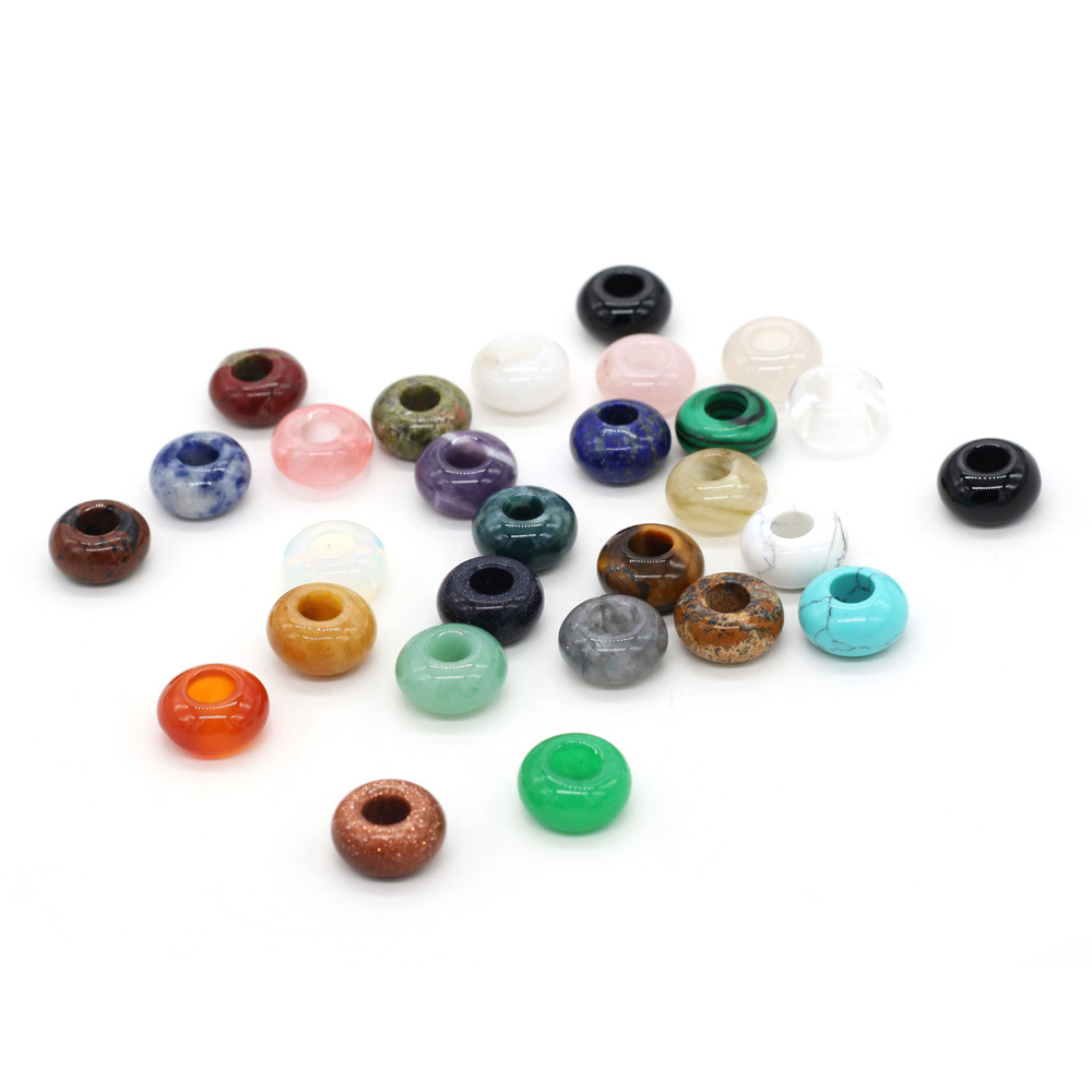 8x14mm天然石头半宝石算盘形大孔珠珠子DIY饰品配件手工制作批发详情6