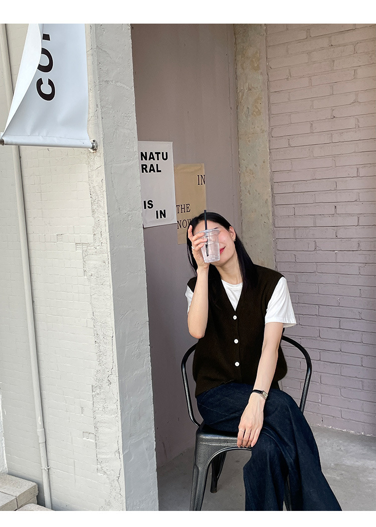 木兰时髦复古小马甲开衫女2023春季新款韩版简约针织上衣女 21507详情22