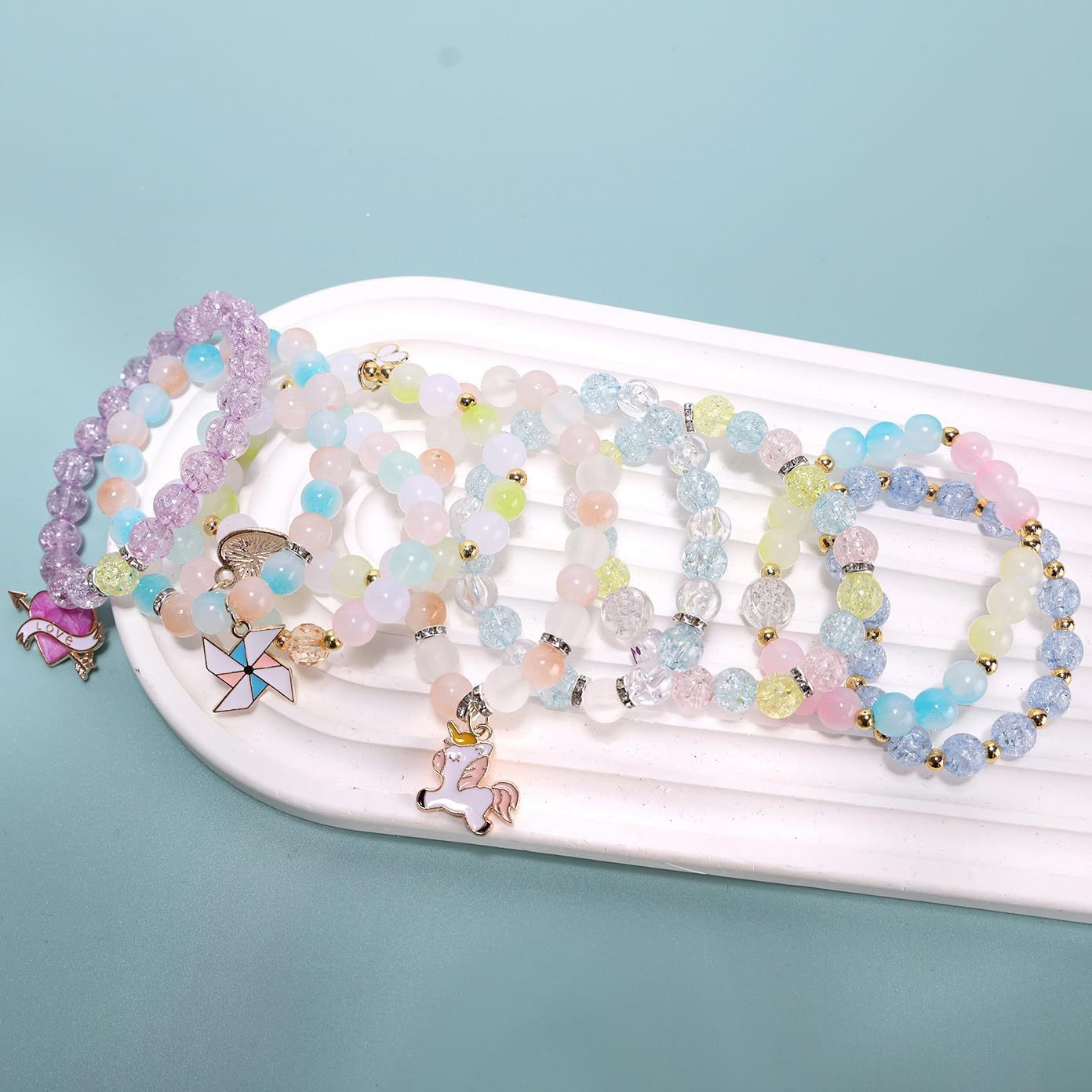 New dual-color cross-border Amazon best-selling jewelry accessory set: round bead burst bead imitation pearl spacer pendant pic 7