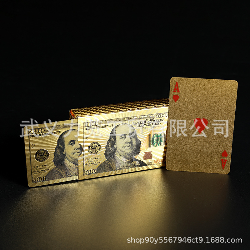 美元扑克牌金箔扑克牌 银箔扑克牌批发 金色土豪金扑克黑色塑料牌详情17