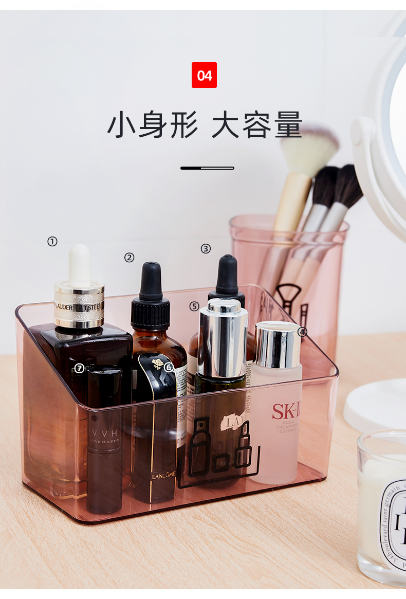 Teenage girl transparent mirror cabinet storage box, desktop cosmetics, jewelry, lipstick classification and organization box, makeup brush storage box pic 4
