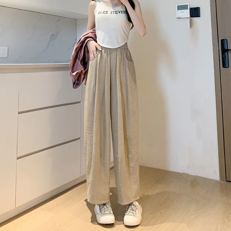 慵懒风哈伦醋酸奶奶裤女夏季2024新款高腰垂感肌理感山本老爹裤子详情15