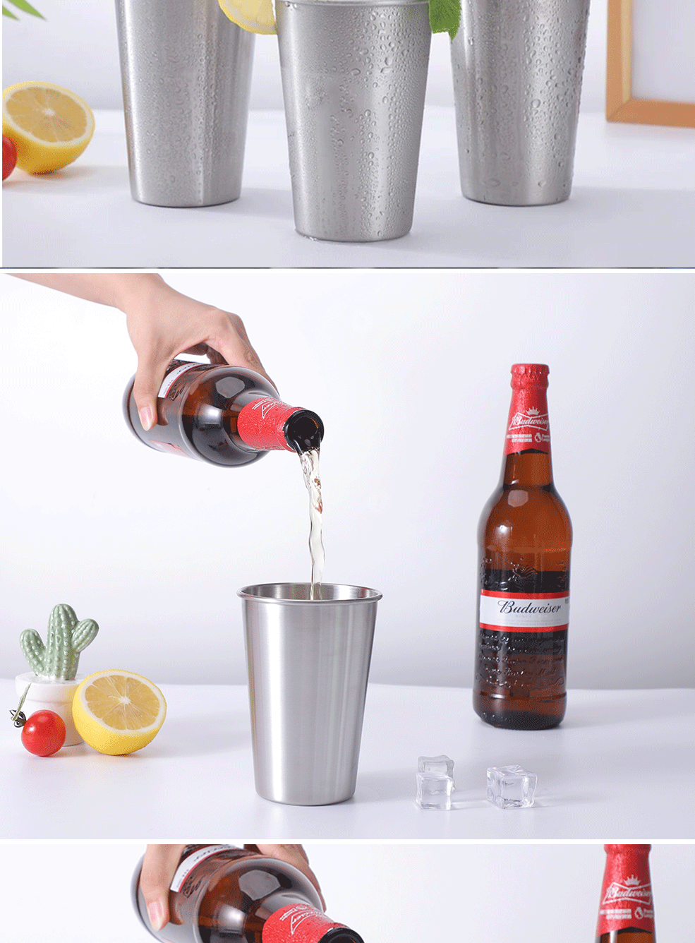 Amazon 304 stainless steel camping cup, convenient cold drink convenience cup, outdoor simple single-layer rolled edge beer mug pic 6