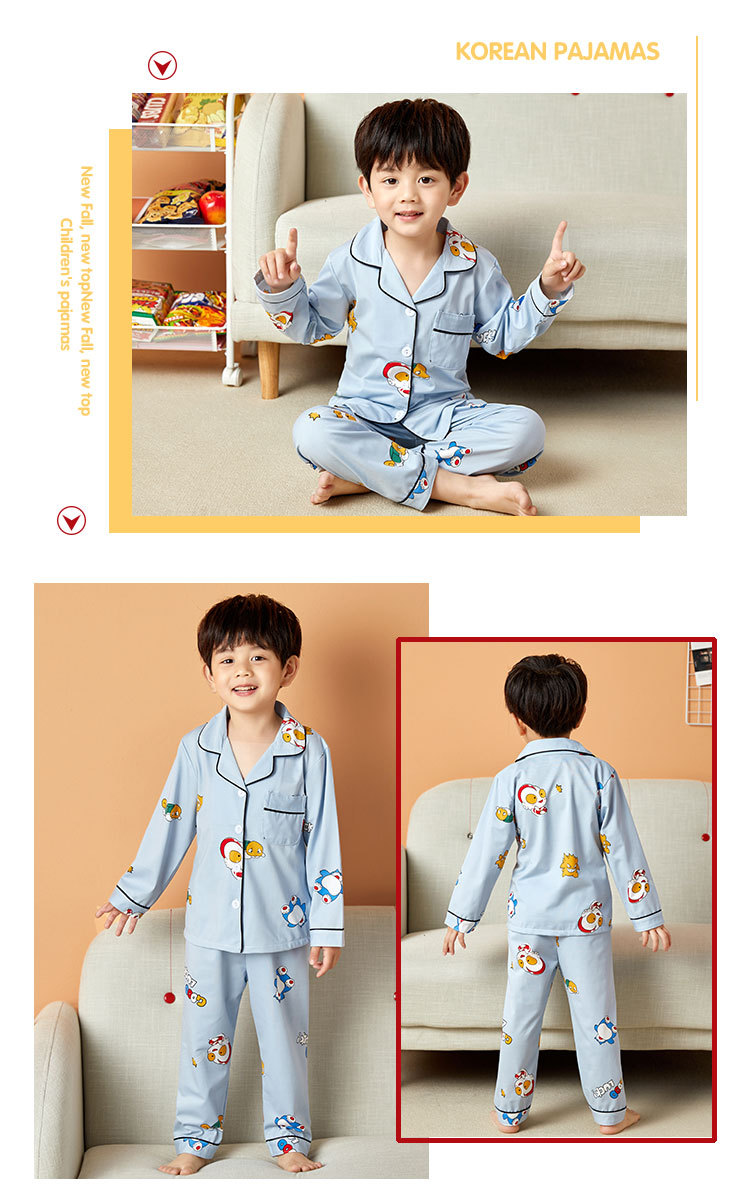 儿童睡衣女孩春夏长袖翻领牛奶丝套装开衫宝宝卡通外贸男童家居服详情38
