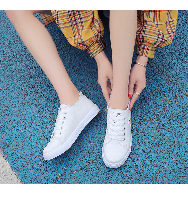 2024春季新款韩版拼色帆布鞋女透气系带学生休闲小白鞋女一件代发详情12