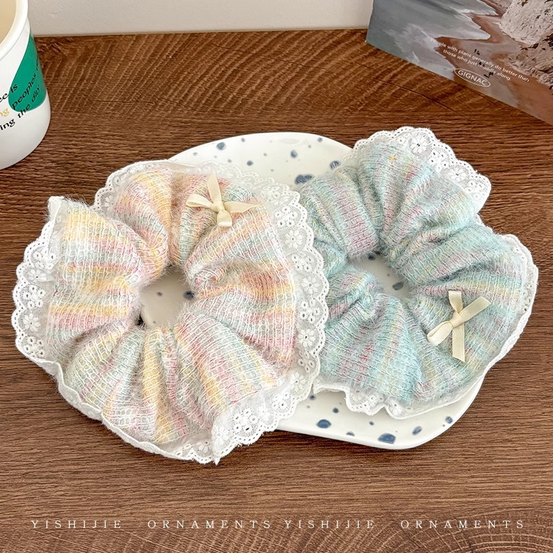 韩系大肠圈毛线发圈ins复古简约百搭布艺发绳肥肠头绳女发饰批发详情23