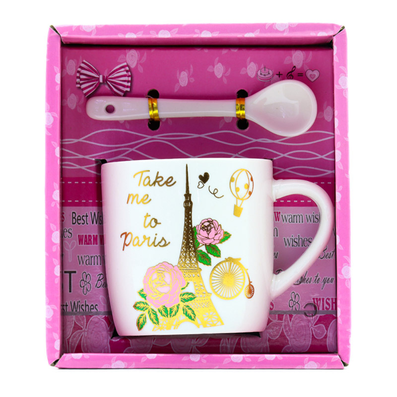 A set of French Eiffel Tower gilded pattern ceramic coffee cups, a popular foreign trade gift for personal business pic 9