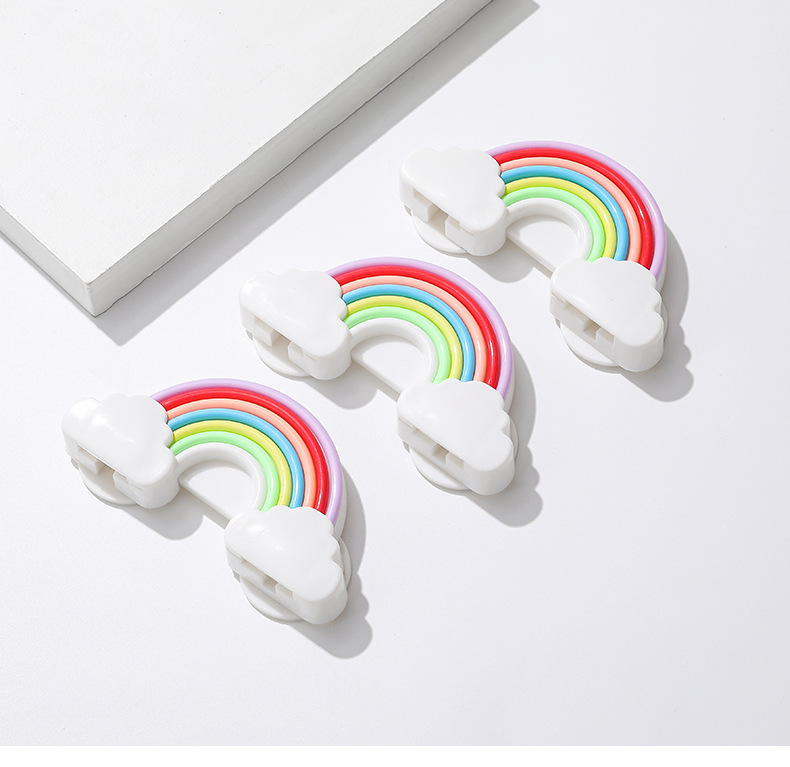 彩虹安全抽屉锁扣免打孔卡扣柜子冰箱锁宝宝抽屉锁婴儿防护柜门安详情13