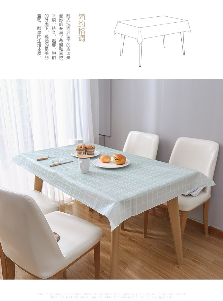 Wholesale of home fresh and clean checkered waterproof tablecloths, oil-proof and heat-resistant PVC tablecloths for living room dining tables pic 6