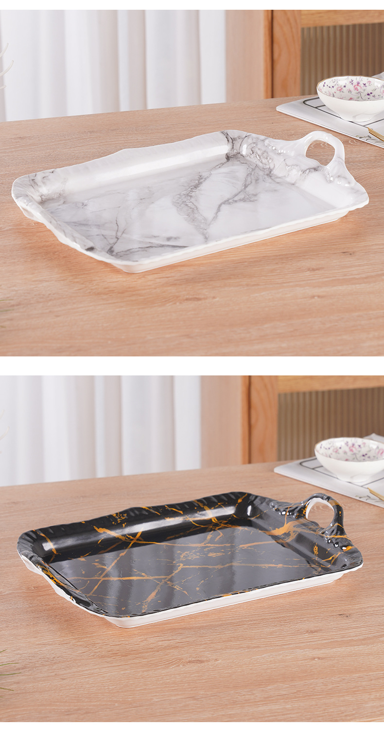 Bisauro rectangular marble tazas de té de metamina bandeja bandeja de vino taza de bebida bandeja de té de porcelana imitación de frutas bandeja pic 24