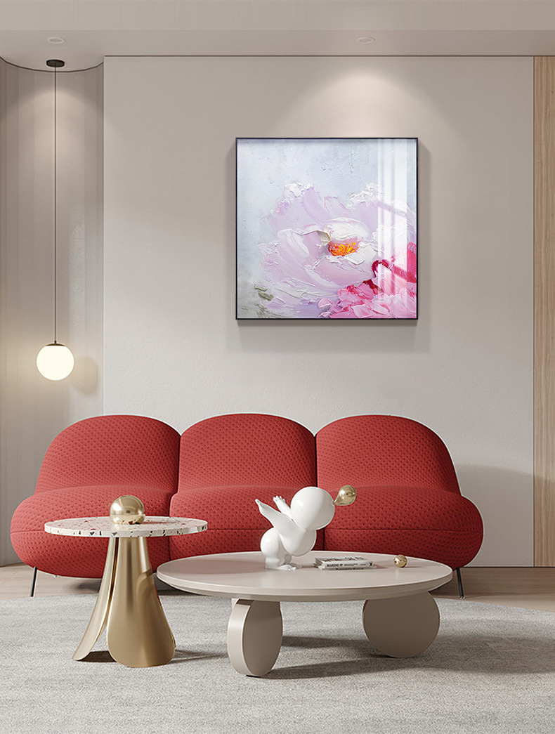 Fu decoración de la casa pintura decorativa de la sala de estar fondo de sofá moderno y minimalista decoración de pared mural tríptico pintado a mano textura pintura pic 10